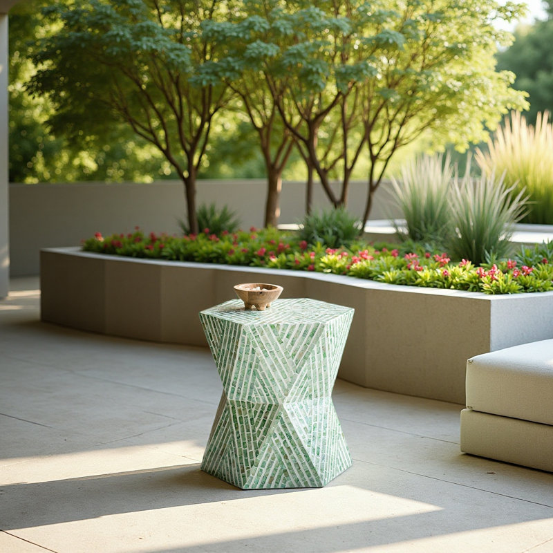 Tabouret de jardin effilé 19 po x 19 po x 20 po, table d'appoint décorative, design moderne