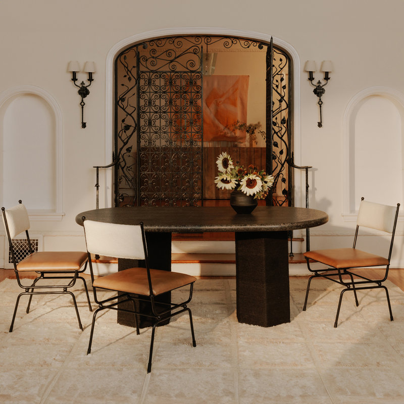 Posta Dining Chair Beige, Brown Top Grain Leather