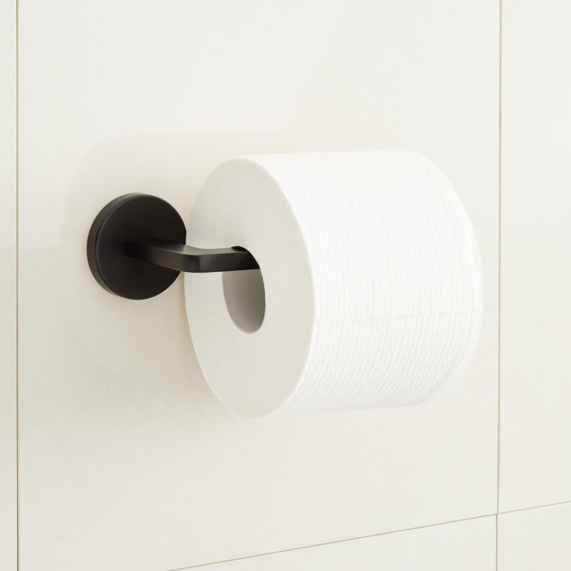 Drea Wall Mounted Spring Bar Toilet Paper Holder, Matte Black