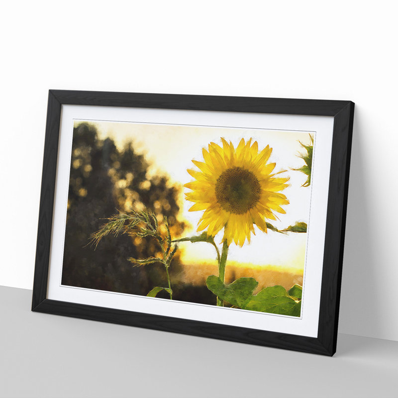 Sunflower Vol.2 - Picture Frame Painting, 48cm H x 65cm W x 2cm D, Black Framed