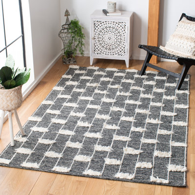 Tapis géométrique en laine et en coton tissé à la main Doran