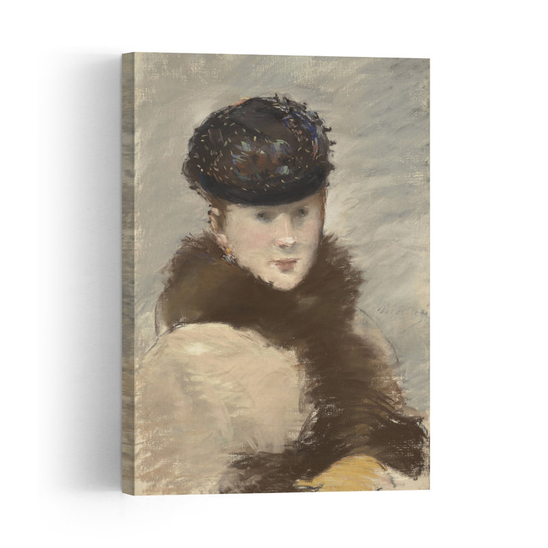 Mery Laurent portant une petite tuque, 1882. Élégante estampe abstraite contemporaine d'art mural d'hiver., H 60 po x l 40 po