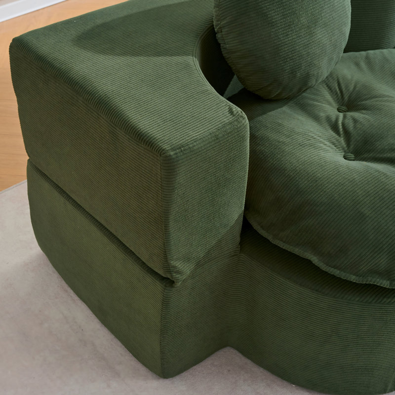 Canapé-lit convertible, canapé-lit moderne pliable en velours côtelé avec mousse à compression, canapé-lit pliant double avec 2 coussins pour le salon, vert