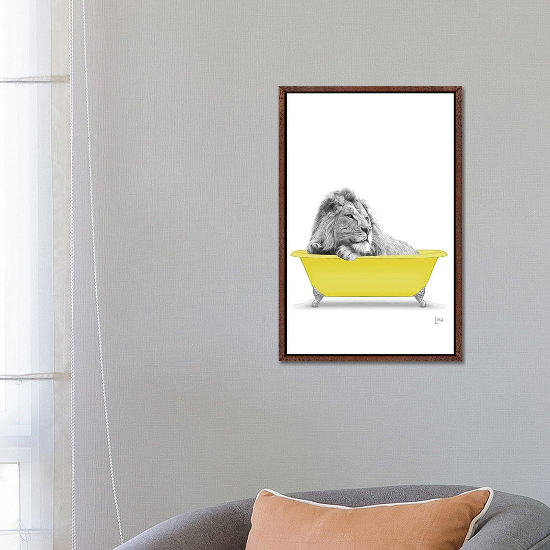 Lion In Yellow Bathtub von Printable Lisa's Pets - Gallery-Wrapped Canvas Giclée on Canvas