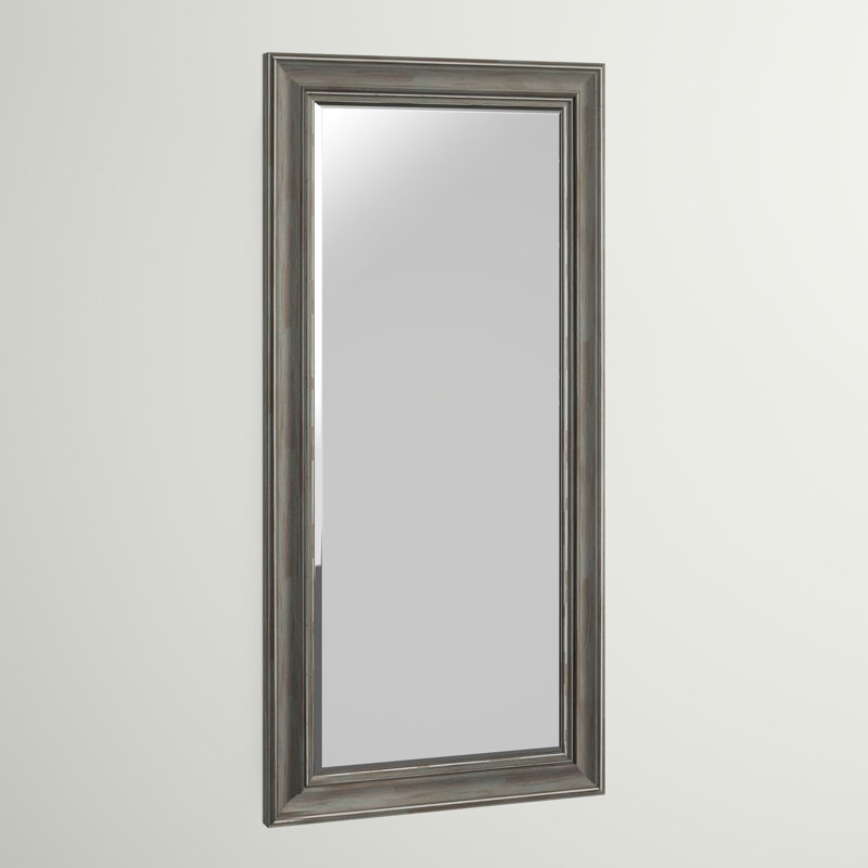 Miroir pleine longueur biseauté de style campagnard  patiné Latwanda, Gris antique