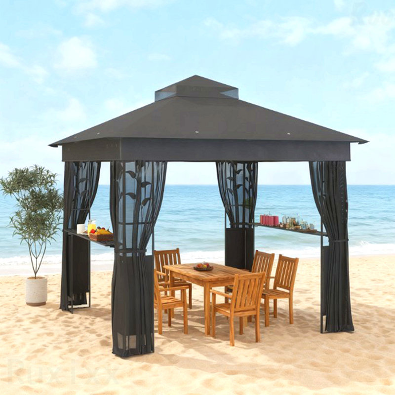 Gazebo, Mosquito Net For Outdoor Use With Shelves