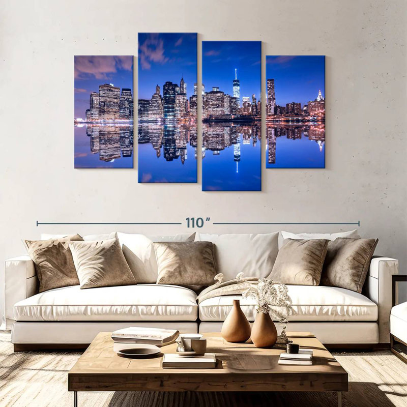 Sireci Manhattan Night Skyline, 54" H x 84" W