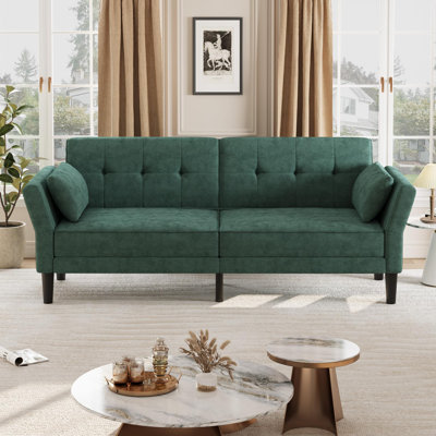 Canapé-lit futon de 89 po, canapé-lit convertible en chenille moderne avec dossier et accoudoirs réglables pour le salon, la chambre à coucher et les appartements
