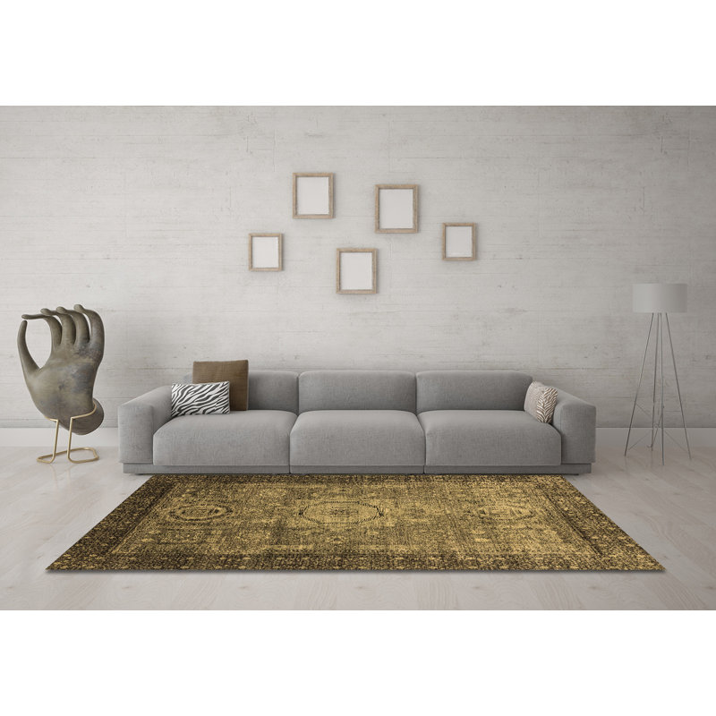 Tapis brun Abstract 2340, Carré 7 pi