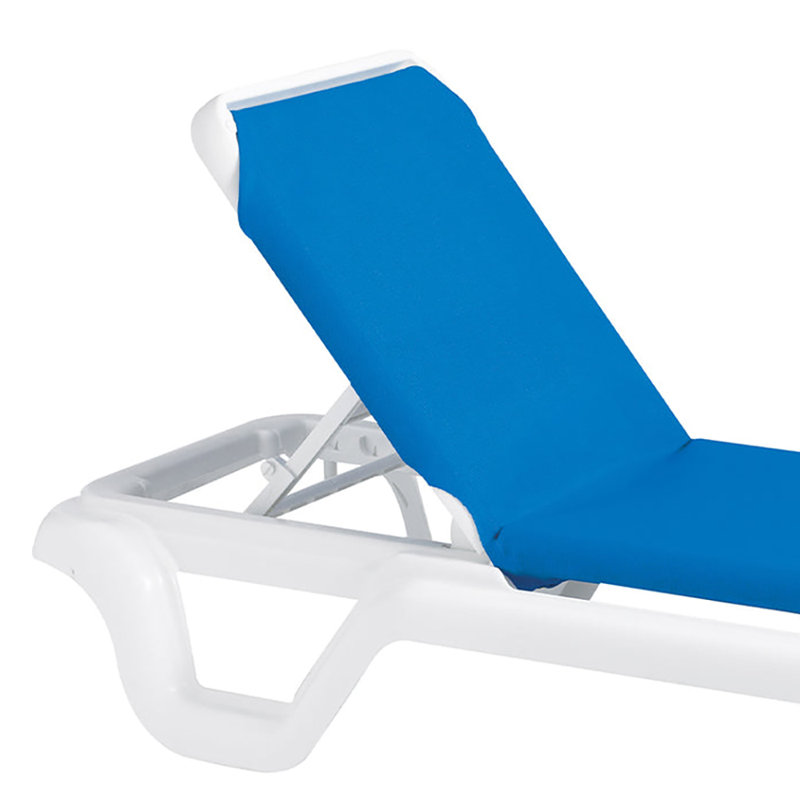 Chaise longue inclinable 78 po Grosfillex Marina, Bleu / blanc