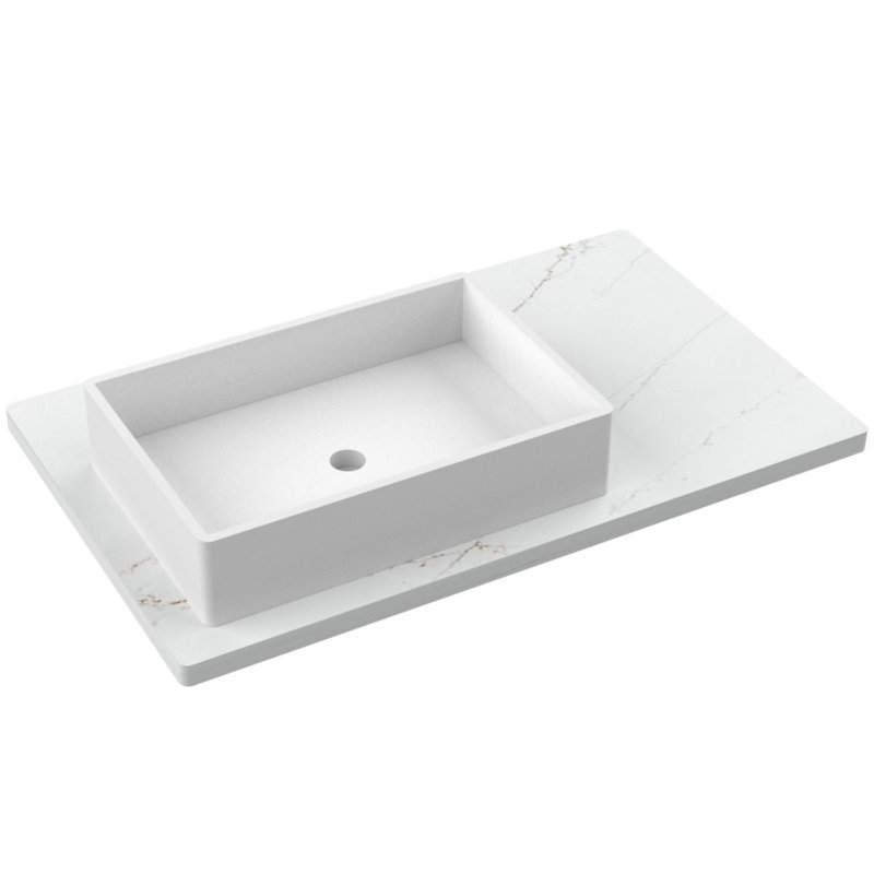 Gilded Single Left Bath Floating Vanity, Gray Weathered, 36"