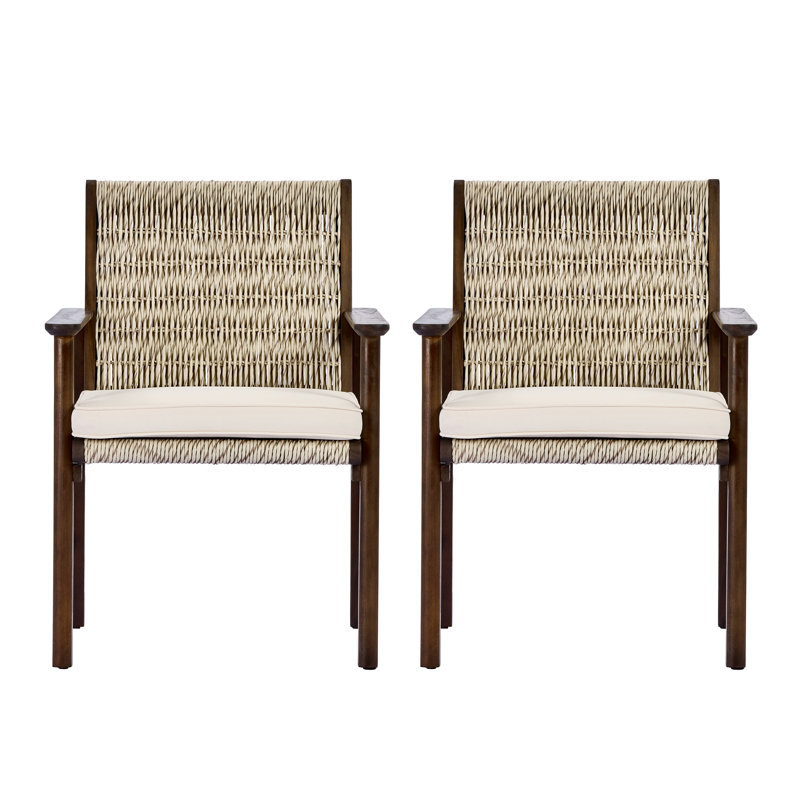 Chaises de salle à manger d'extérieur Ullman Modern Coastal Acacia, Marron foncé