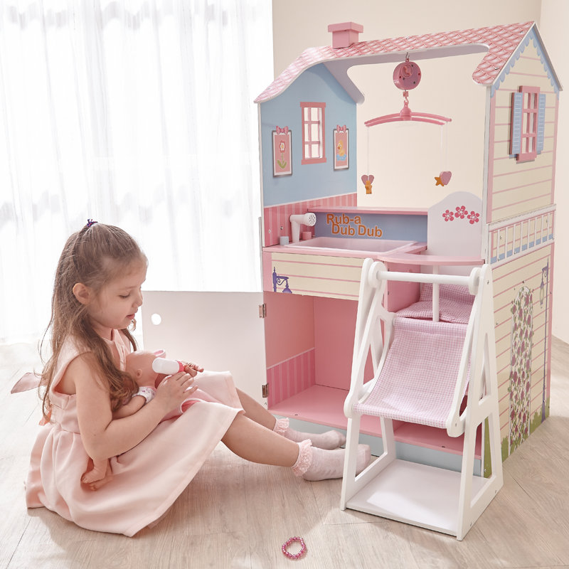 Teamson Kids Baby Dolls Changing Station Dollshouse with Storage, Multi