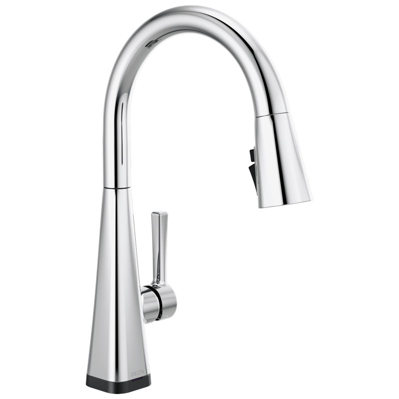 Robinet de cuisine Lenta Chrome Touch avec douchette rétractable, robinet d'évier de cuisine moderne monotrou, poignée simple, chrome