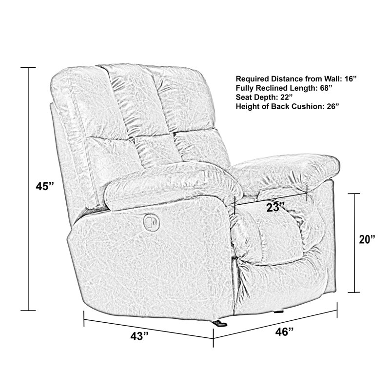 Fae Upholstered Recliner, Saddle, Manual
