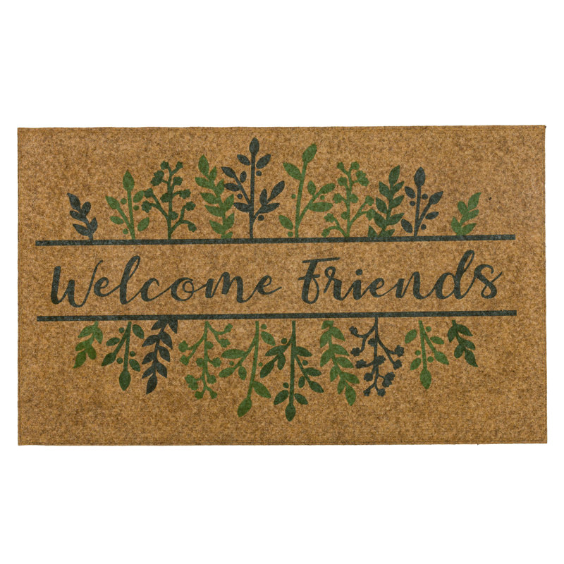 Grow With Friends Green Floral Weather Resistant Non-Slip Outdoor Door Mat