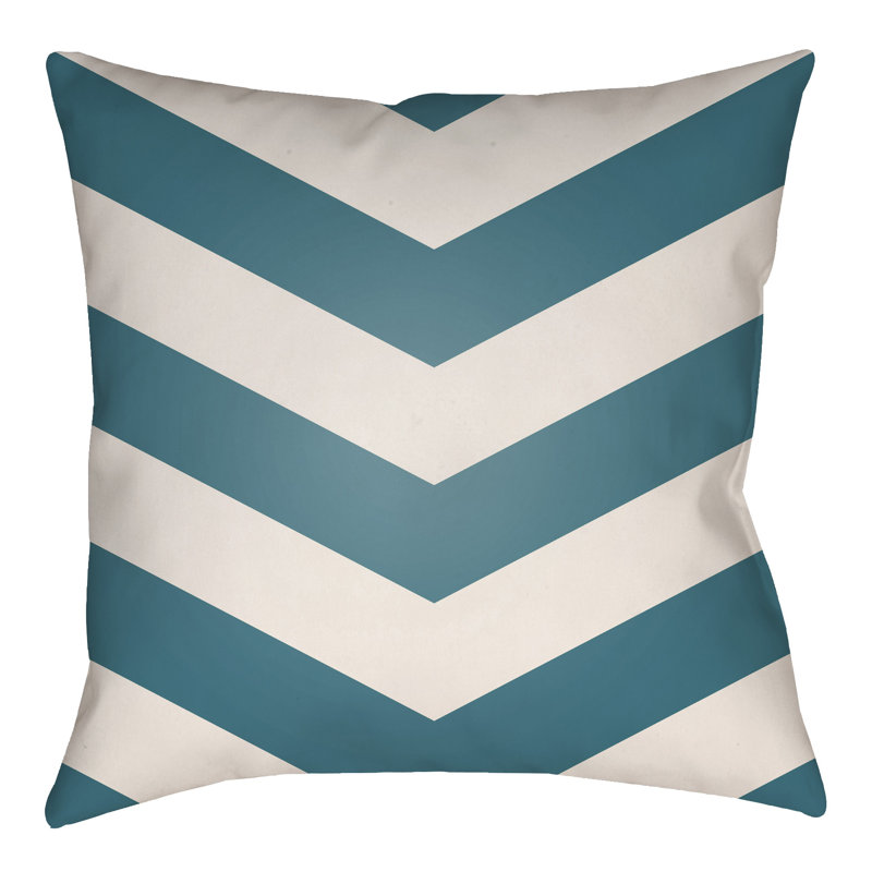 Teal and Ivory Geometric Chevron 20" Square Indoor/Outdoor Pillow Set