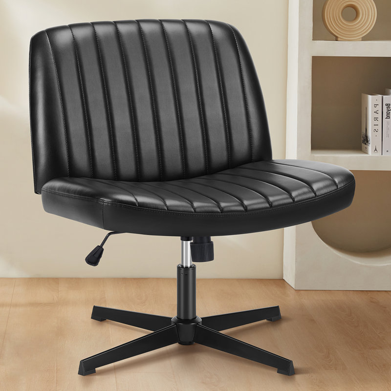 Brenae Upholstered Armless Swivel Task Chair, Fabric, Black
