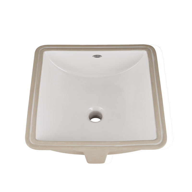 Lavabo de salle de bain carré encastré en porcelaine vitreuse avec trop-plein Studio, Blanc