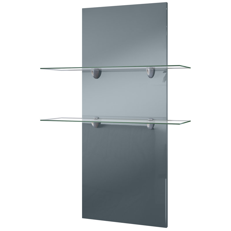 Mccrea 2 -Piece Glass Floating Shelf, Grey (glossy), No