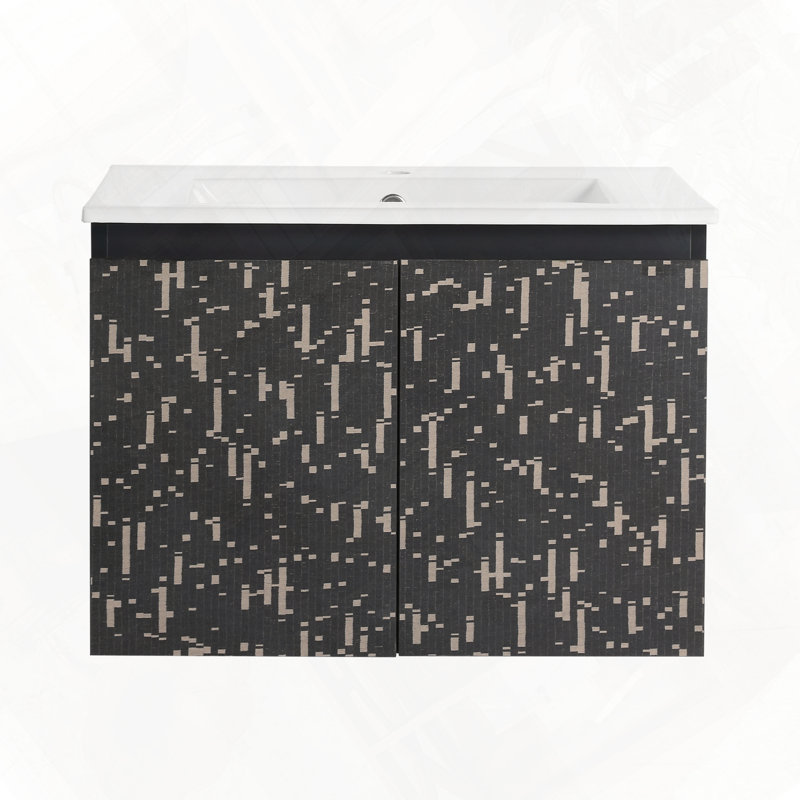 Meuble-lavabo flottant mural avec évier en céramique, 24"