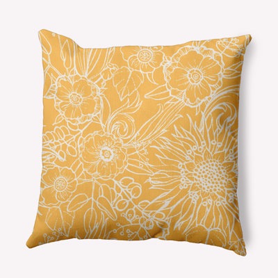 Cuban Flare Zentangle Floral Print Indoor/Outdoor Square Pillow