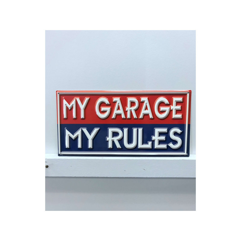 Décoration murale en métal my garage my rules