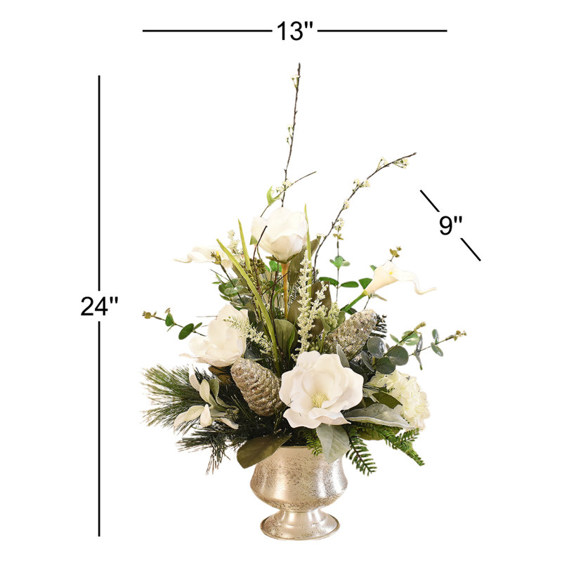 Faux Silk Magnolia Arrangement in Vase
