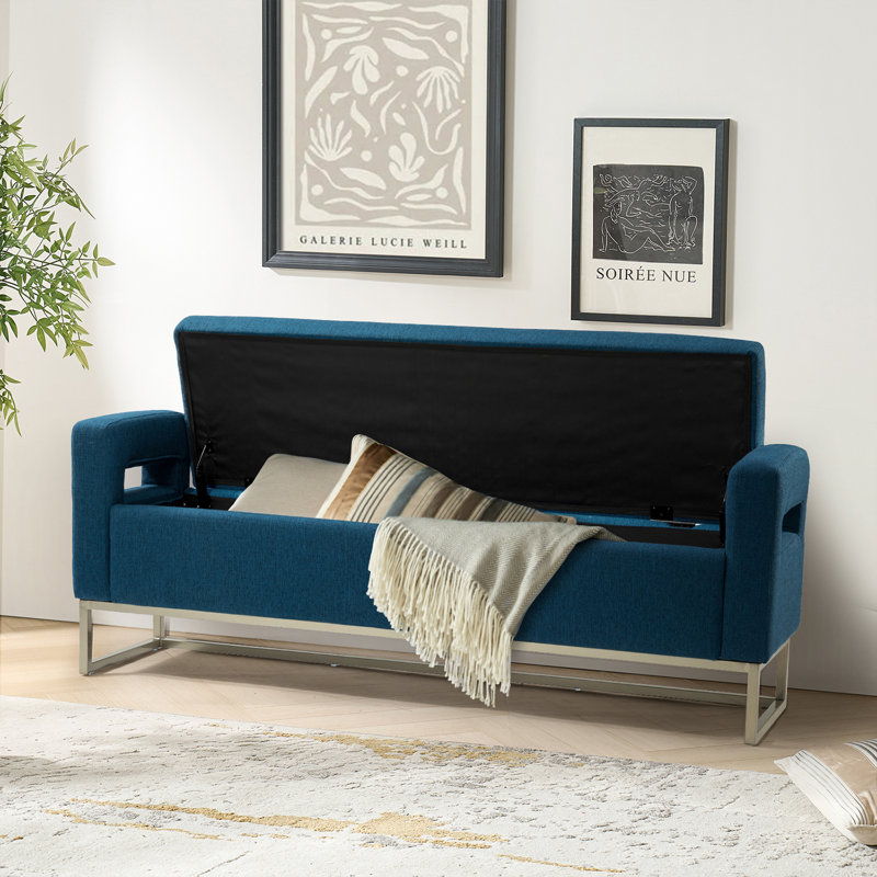 Banc de rangement rembourré Anavaeh, Marine