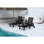 Méridienne d'extérieur 2 pièces. Très grande chaise longue. Patio avec roues et porte-gobelet. Noir, intempéries. Pour piscine, terrasse, bord de piscine. Matériaux recyclés. Installation sans effort. Faible
