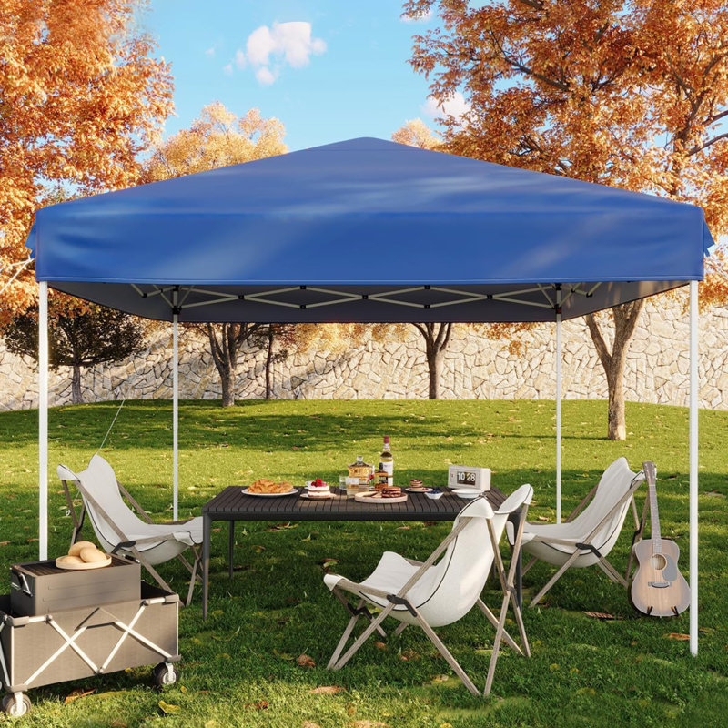 9.8 Ft. W x 9.8 Ft. D Metal Pop-Up Canopy, Blue