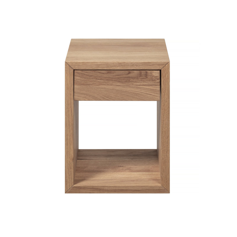 Eck - Scandinavian Style Oak Solid Wood Floating Nightstand With 1 Drawer