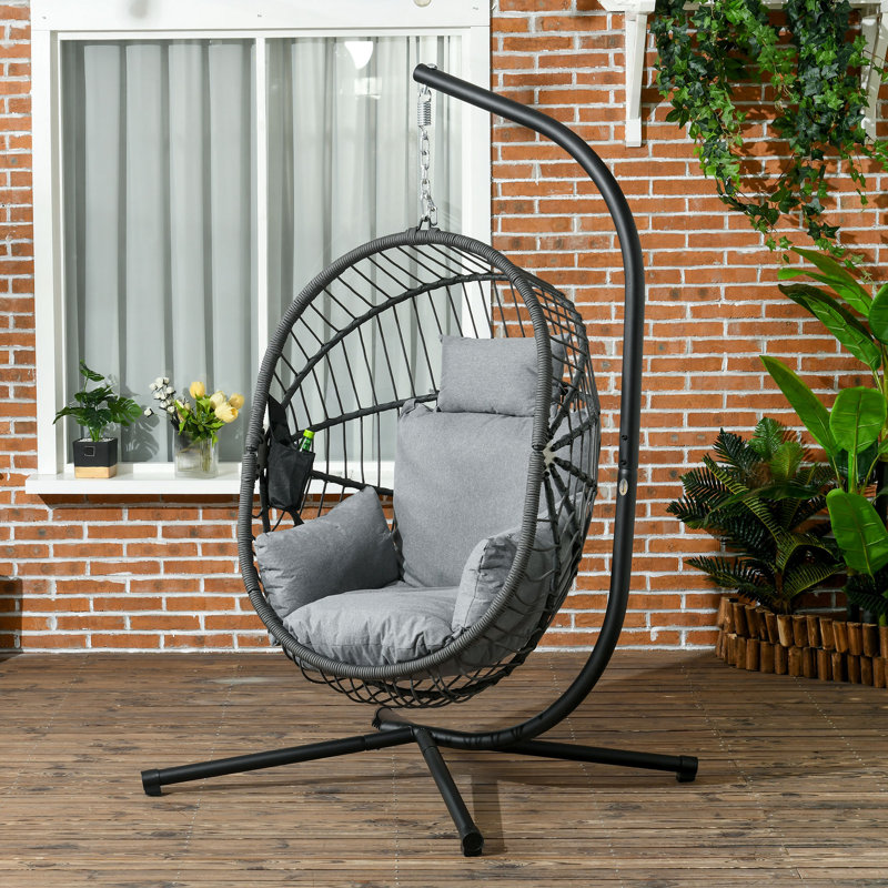 Tryrion Outdoor Swing Chair Thick Padded Cushion Grey