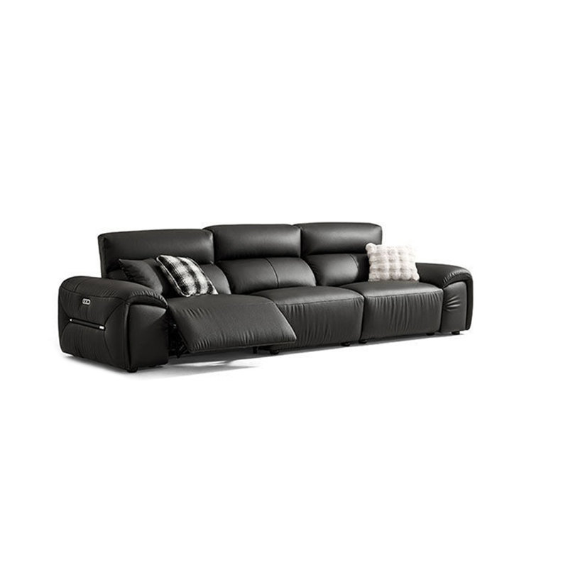 Coussin de canapé inclinable en cuir noir à trois places
