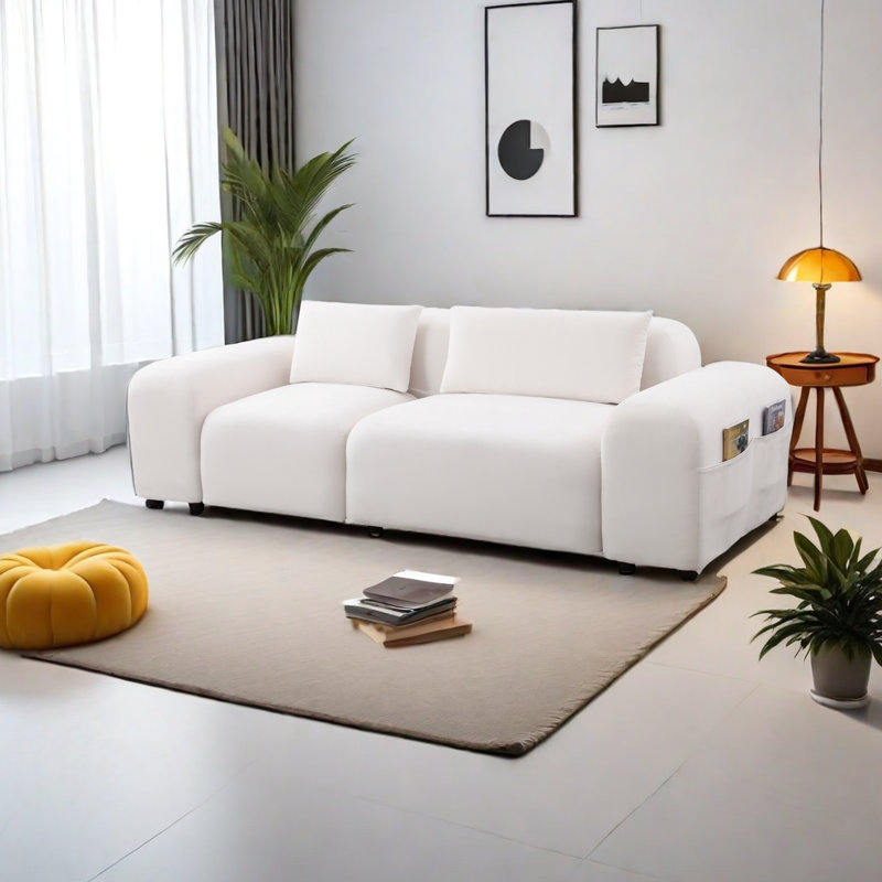 Arco 65" Microfiber 2-Piece Living Room Sofa