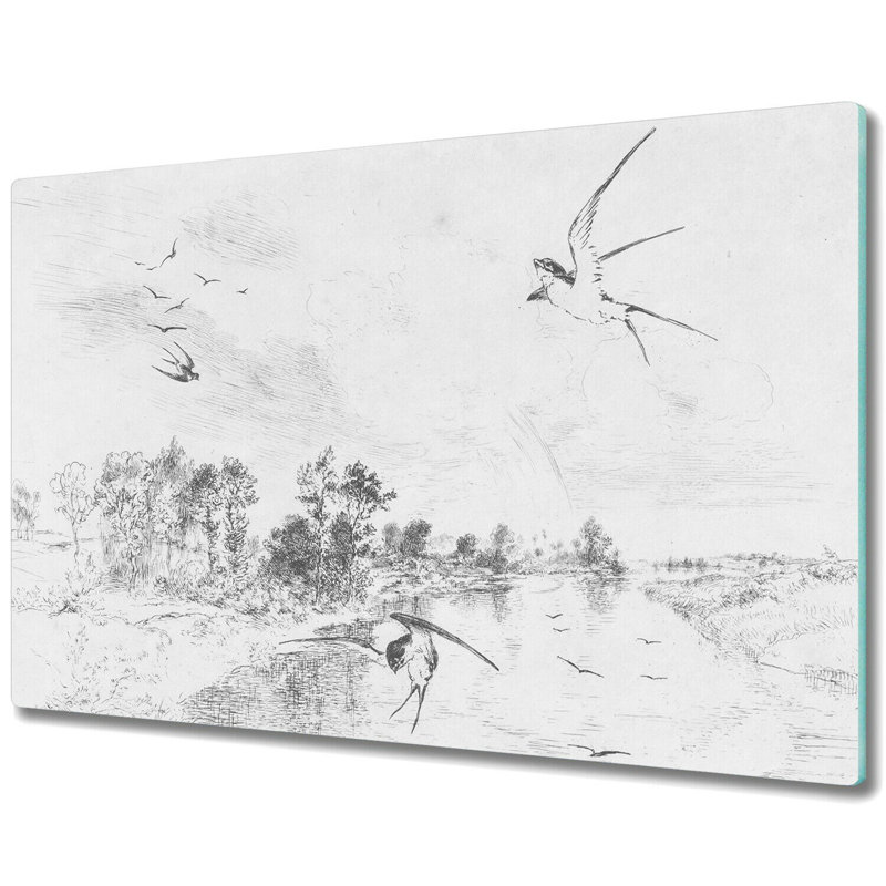 Ulrica Tempered Glass Birds and Trees Chopping Board, 52cm x 80cm