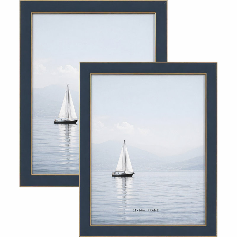 Ensemble de cadres photo en verre trempé haute définition bleu marine, Blue, 11" x 14"
