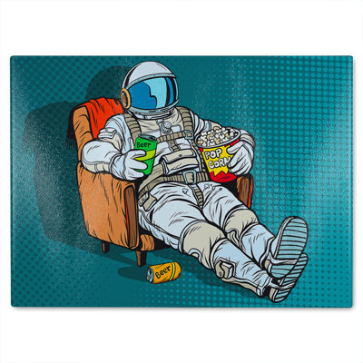 loneliness in space. Pop art retro Designer Glass Chopping Board