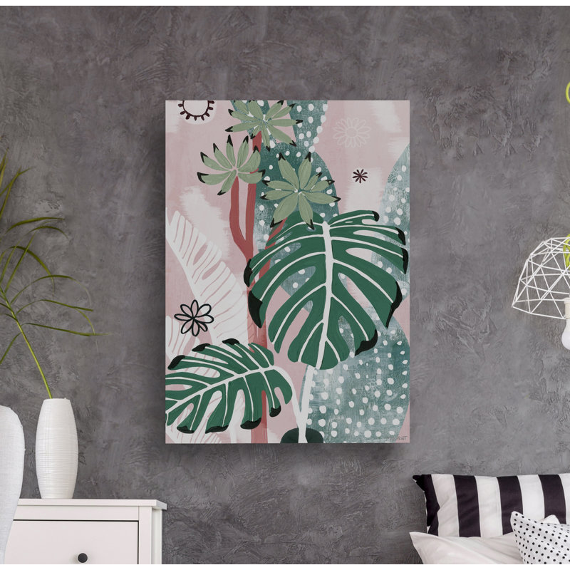 Reproduction d’art sur toile tendue panachée Monstera, H 12 po x l 8 po x P 1,5 po