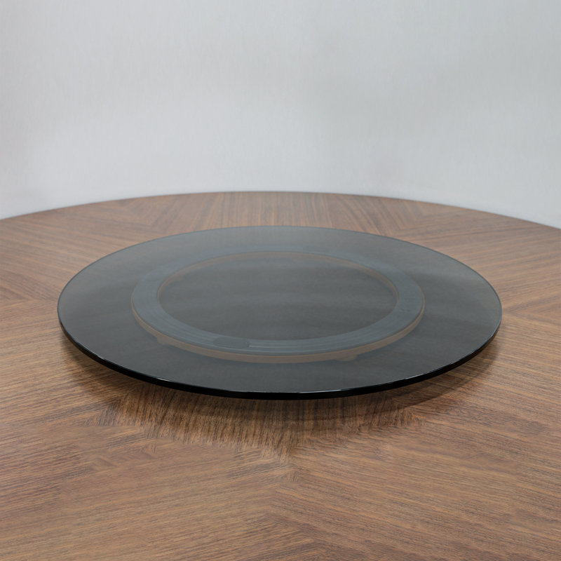 Plateau tournant sandwich en verre trempé, H 0,47 po x l 23,62 po x P 23,62 po, Gris