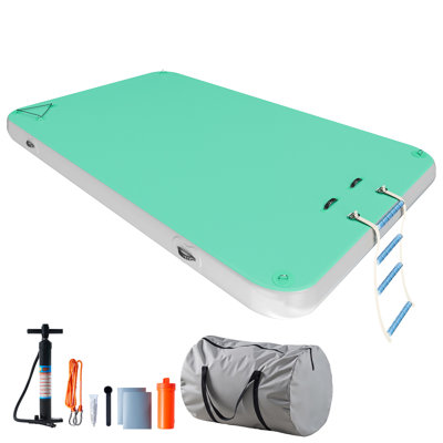 AMERLIFE Inflatable Floating Dock, Non-Slip Air Dock Platform Floating Island Raft with Detachable Ladder and Water Zone for Pool Lake Beach Ocean