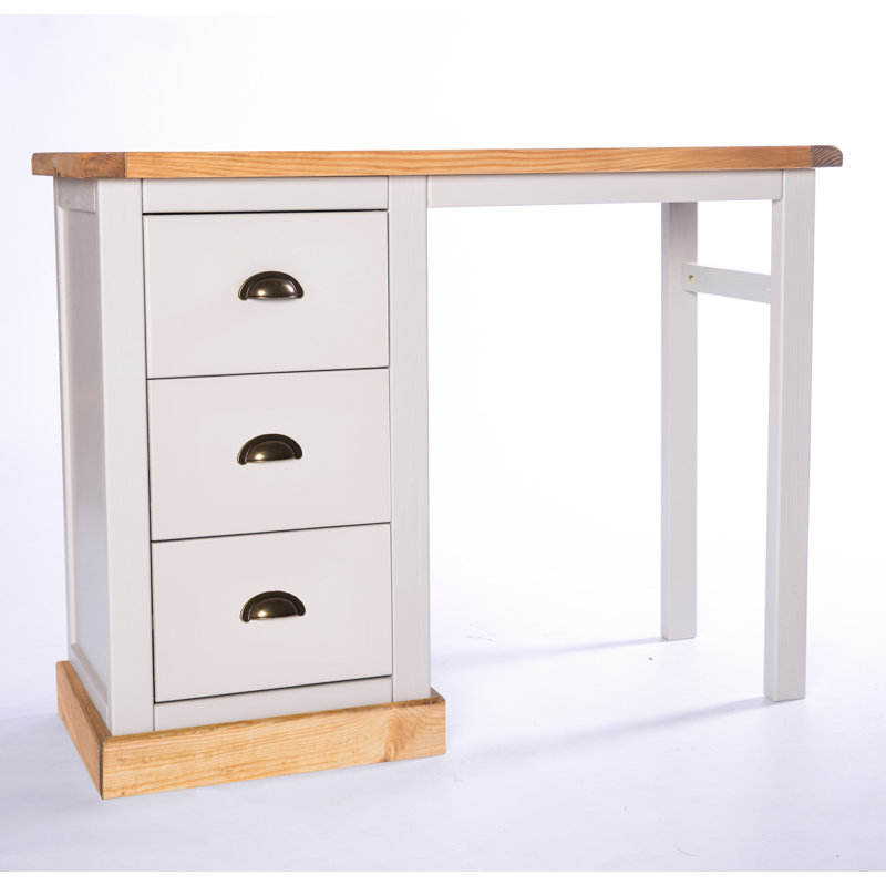 Brice Writing Desk, Grey/Wood, Brass