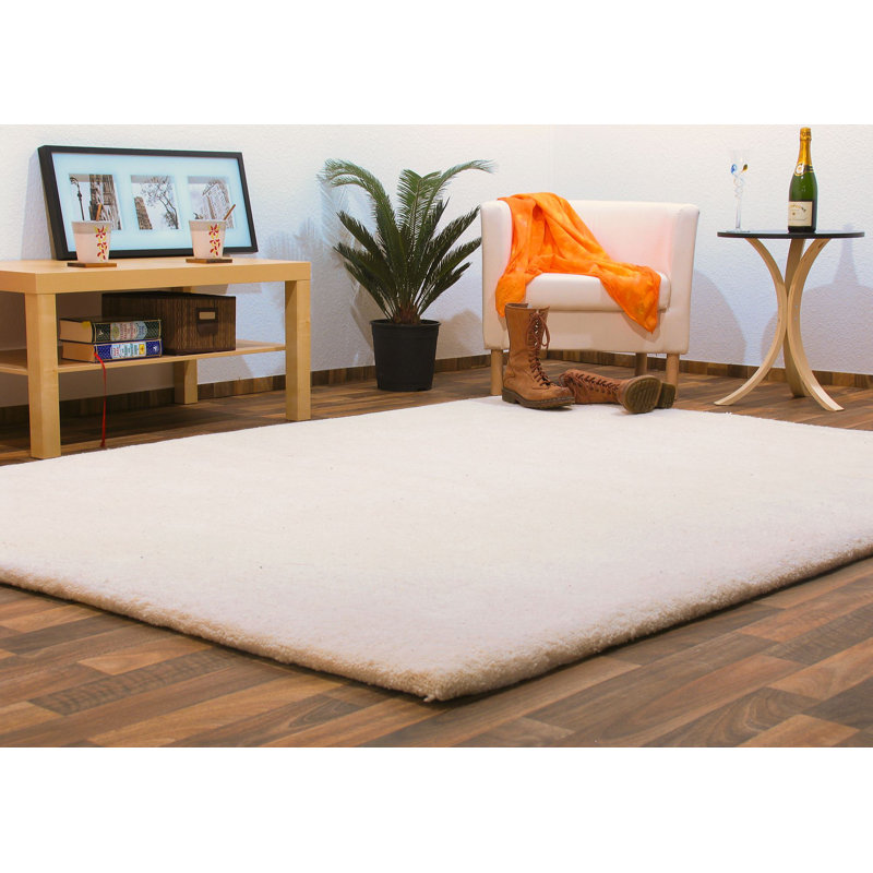 Hillfield Solid Colour Wool Hand Woven Area Rug, Rectangle 70 x 140cm