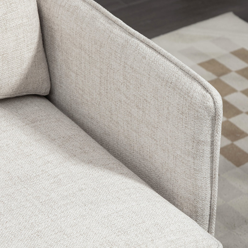 Chaise d'appoint avec coussin de dossier capitonné et pieds en acier pour le salon, Polyester crème / blanc