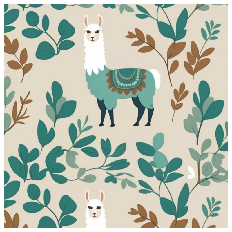 Llama And Leaves Pattern Blankets, 50in W x 60in H