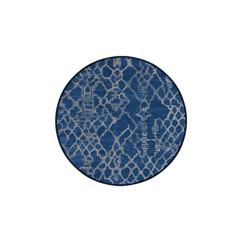 Machine Washable Blue Area Rug, Square 5'