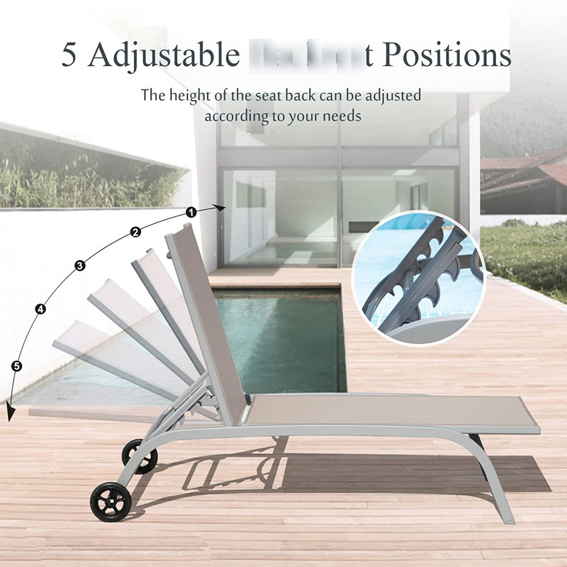 2 chaises longues kaki pour les espaces extérieurs. 5 positions réglables. Patio, bord de piscine, terrasse, cour, plage. , Protégé. Tissu respirant. Rangement facile pour 2 positions. Rouille - matériau. Pour la plage,