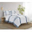  Ensemble de courtepointe en microfibre blanc / bleu marine 3 pièces-303981070