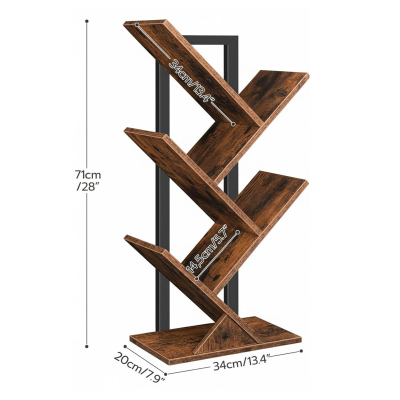 71cm H x 34cm W Bookcase, Rustic Brown
