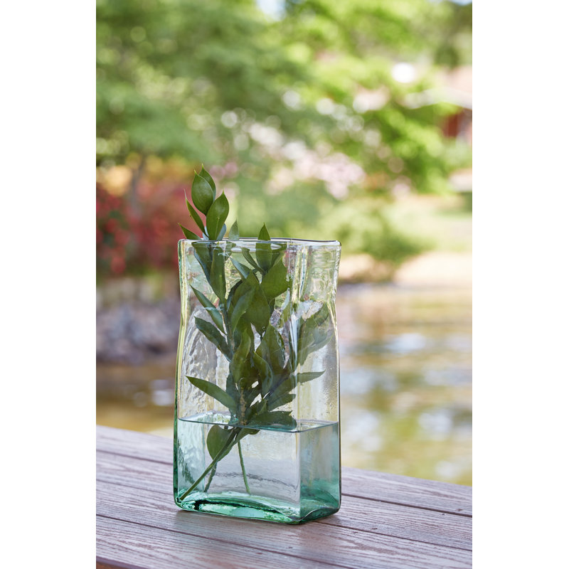 Roughfort Glass Table Vase, 12" H x 6.25" W x 3.75" D